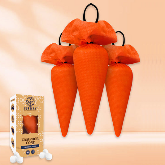 PURECAM Camphor Cone Air Freshener | Set of 3 Surprise Fragrances | 100% Organic & Natural | Long-Lasting Uplifting Aroma | Mosquito Repellent | For Car, Home, Bathroom, Office | Up to 45 Days