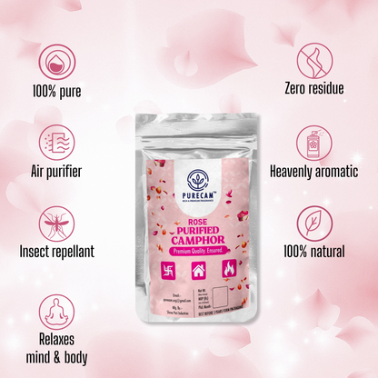 PURECAM Organic Bhimseni Camphor With Fragrance | 100% Natural & Pure | Infused with Mogra Fragrance | Ideal for Pooja, Havan, & Air Purification | Long-Lasting Floral Aroma | Chemical-Free & Safe Use 100g