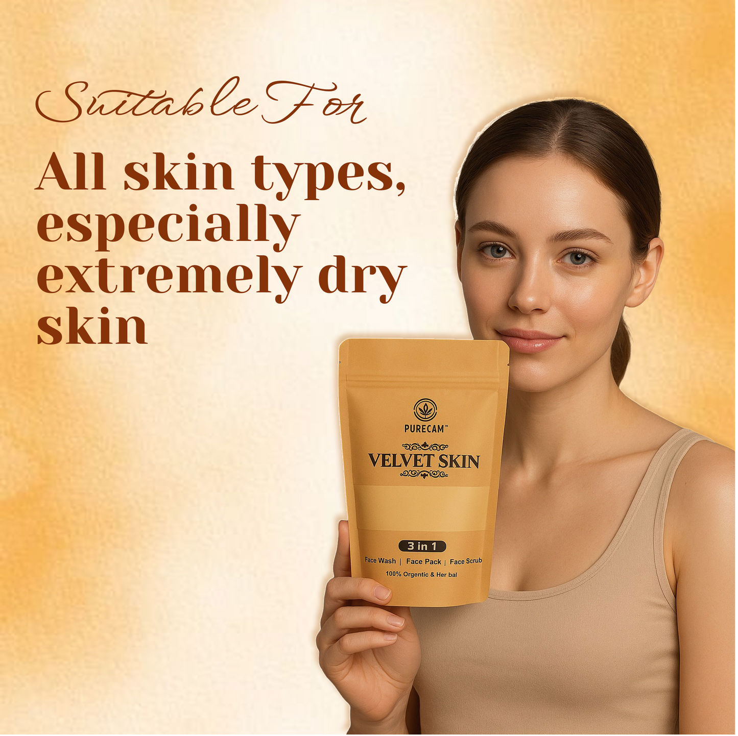 PURECAM VELVET SKIN POWDER| 100% CHEMICAL FREE| HELP IN ACNE, OILY SKIN,DARK SPOT AND SMOOTH SKIN