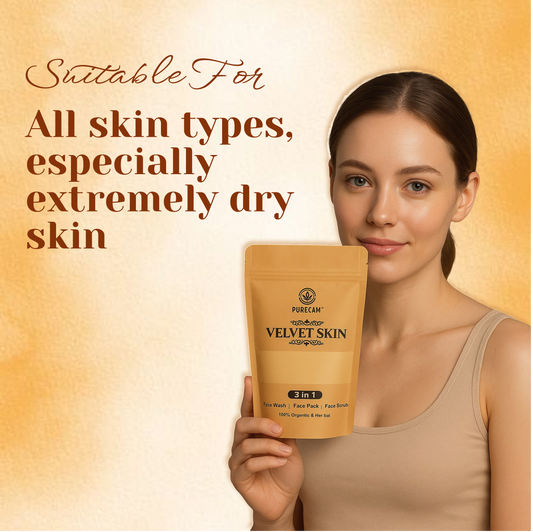 PURECAM VELVET SKIN POWDER| 100% CHEMICAL FREE| HELP IN ACNE, OILY SKIN,DARK SPOT AND SMOOTH SKIN